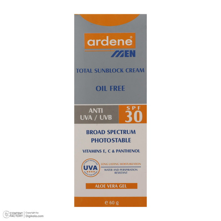 کرم ضدآفتاب آقایان آردن SPF30 وزن 60 گرم