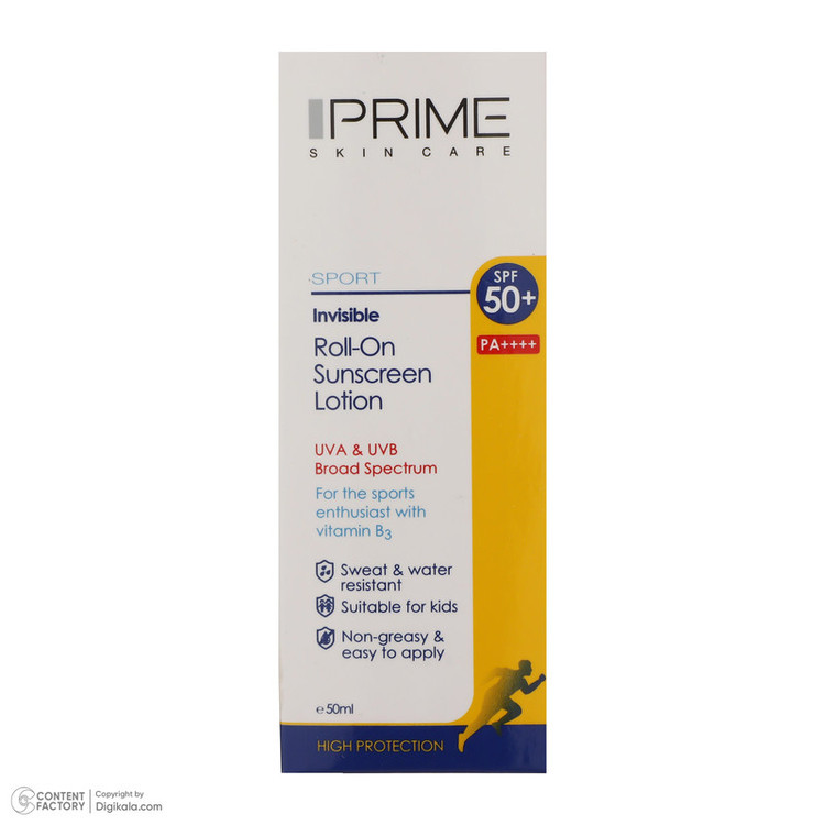 لوسیون ضدآفتاب پرایم مدل Spoert Invisible Roll-On، حجم 50 میلیلیتر