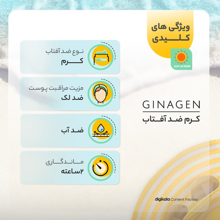 کرم ضدآفتاب ژیناژن سری dry to normal skin مدل 02، حجم 50 میلیلیتر