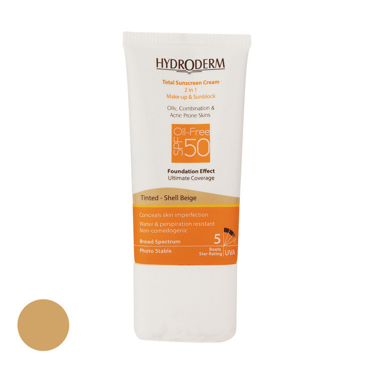 کرم ضد آفتاب رنگی SPF 50 هیدرودرم مدل 01 مناسب برای پوست چرب حجم 40 میلی لیتر