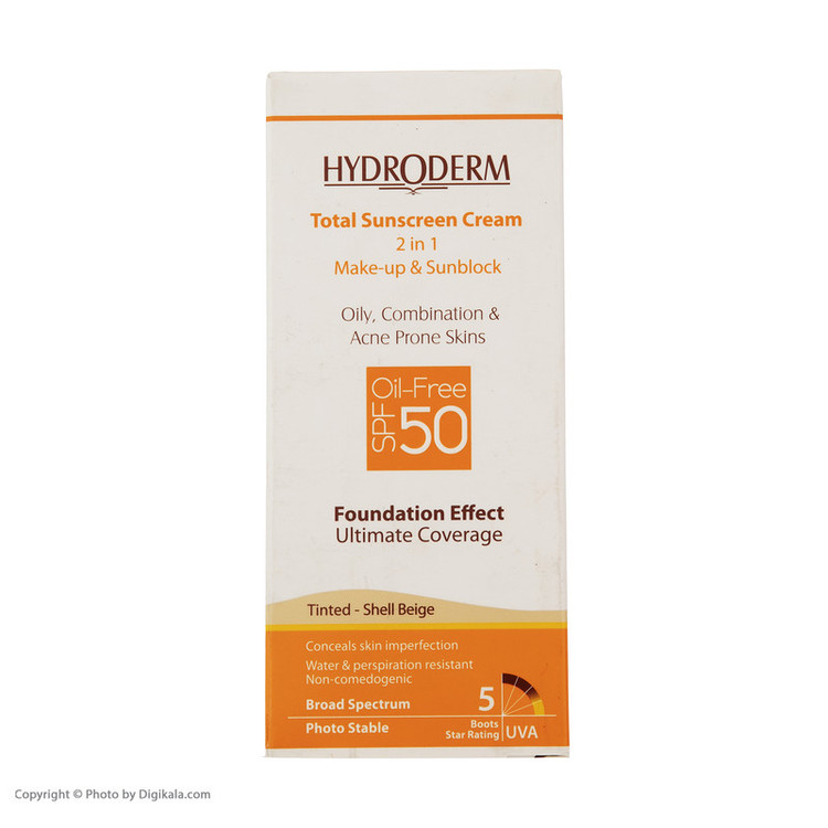 کرم ضد آفتاب رنگی SPF 50 هیدرودرم مدل 01 مناسب برای پوست چرب حجم 40 میلی لیتر