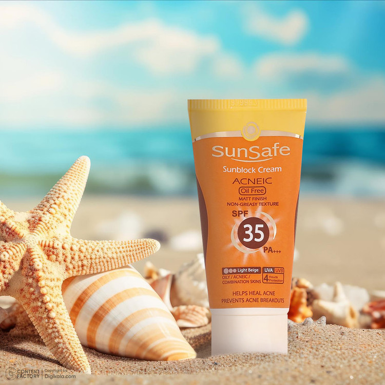کرم ضدآفتاب و آنتیآکنه رنگی سانسیف مدل SPF35، مناسب پوستهای چرب، حجم 50 میلیلیتر