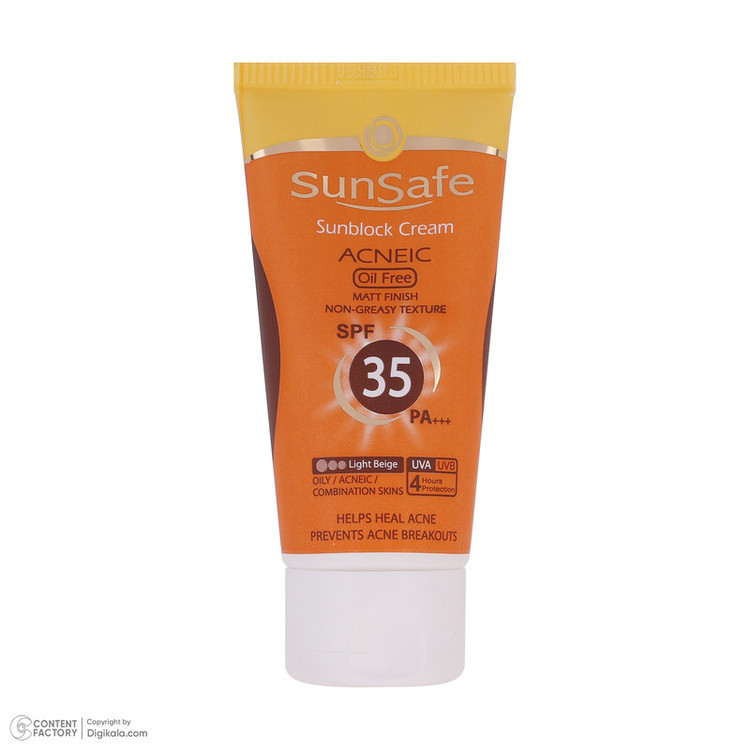 کرم ضدآفتاب و آنتیآکنه رنگی سانسیف مدل SPF35، مناسب پوستهای چرب، حجم 50 میلیلیتر