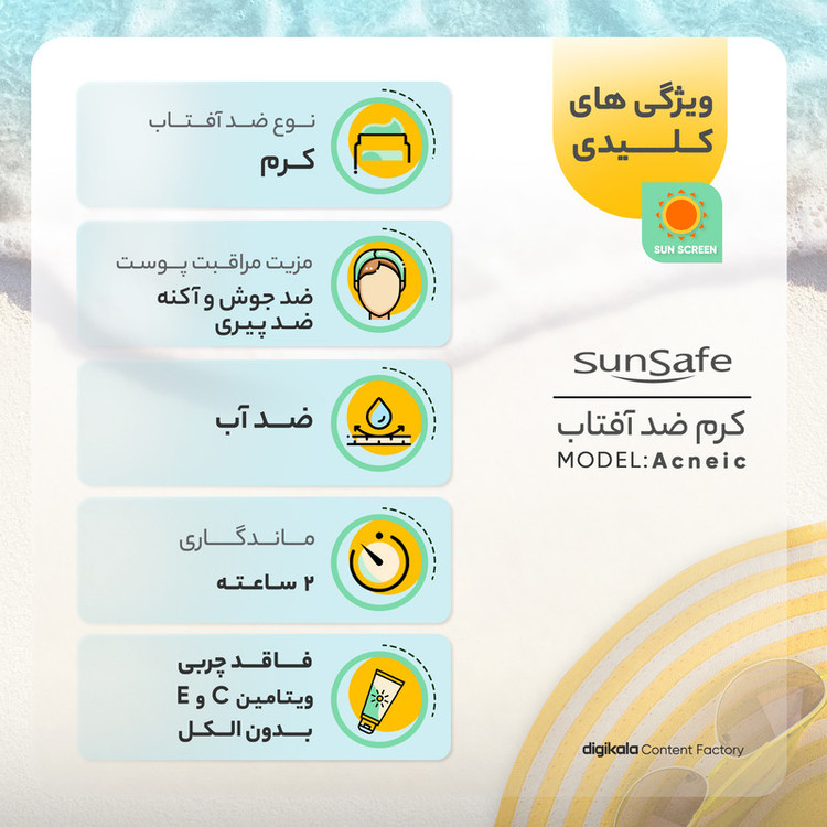 کرم ضدآفتاب و آنتیآکنه رنگی سانسیف مدل SPF35، مناسب پوستهای چرب، حجم 50 میلیلیتر