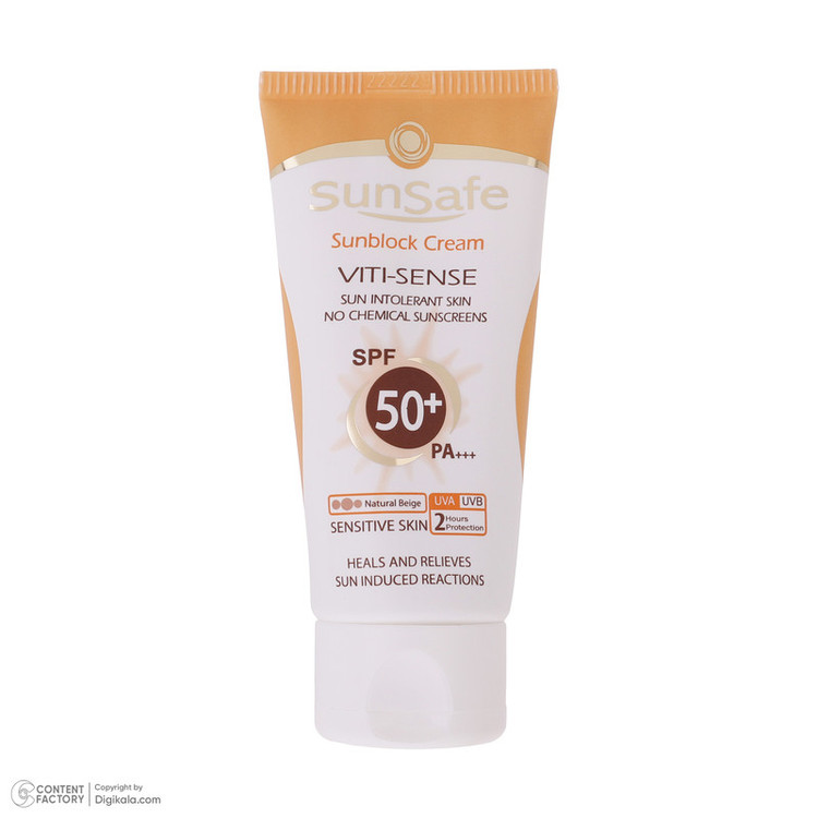 کرم ضد آفتاب رنگی سان سیف SPF 50 مدل Viti-Sense-02 مناسب پوستهای حساس حجم 50 میلی لیتر