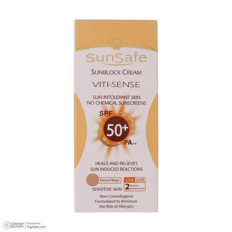 کرم ضد آفتاب رنگی سان سیف SPF 50 مدل Viti-Sense-02 مناسب پوستهای حساس حجم 50 میلی لیتر