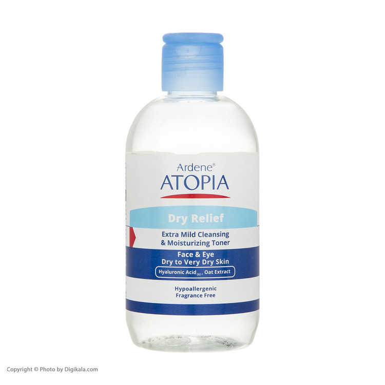 تونر پاک کننده صورت و چشم آردن آتوپیا مدل Dry Relief مناسب پوست خشک و خیلی خشک حجم 250 میلی لیتر