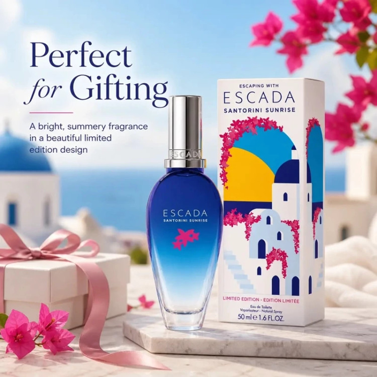 عطر اسکادا سانتورینی - یک گرم تضمینی Escada Santorini Sunrise اسانس اصل و خالص با کیفیت عالی و ماندگاری بالا